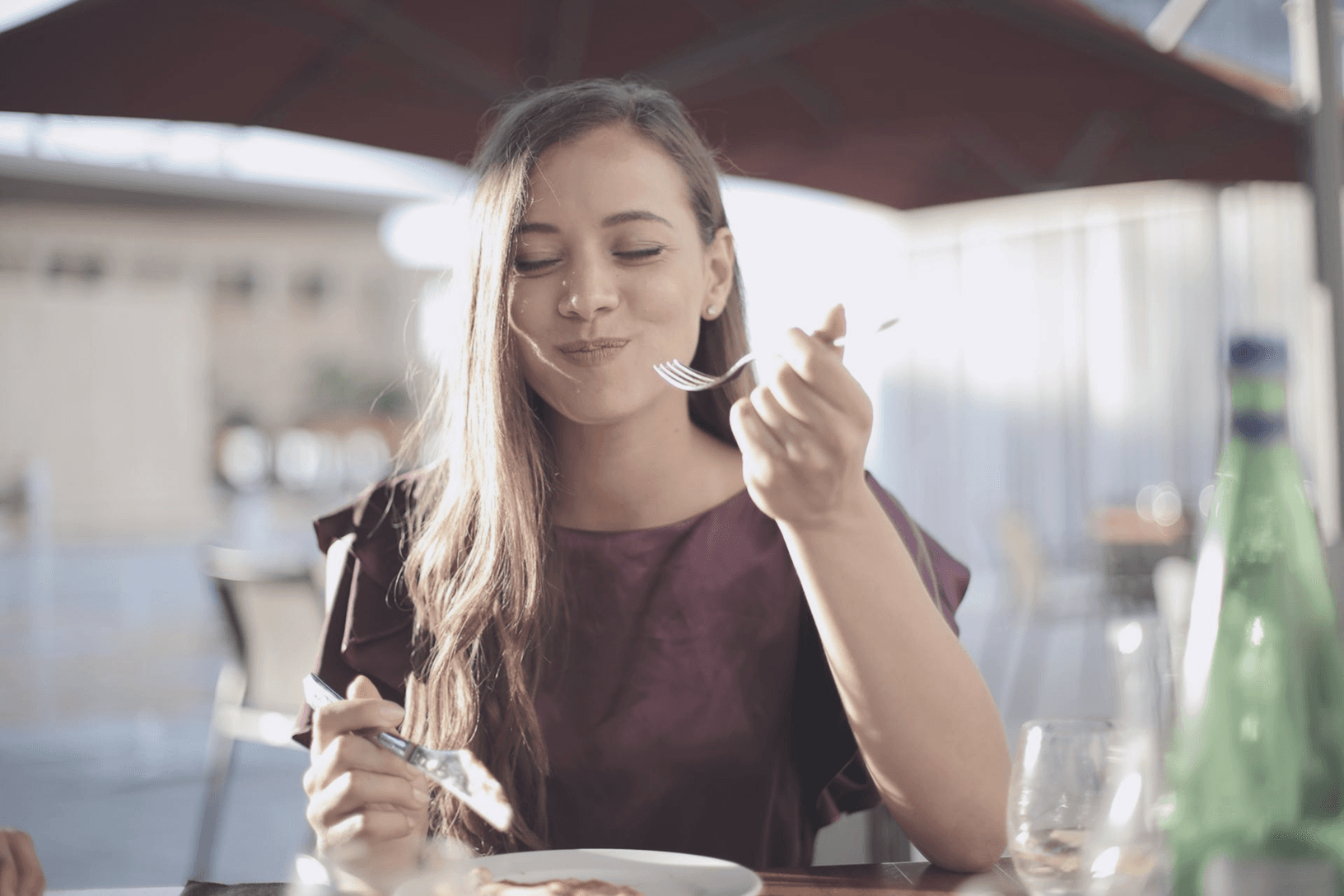 Guest enjoying a meal outdoors
